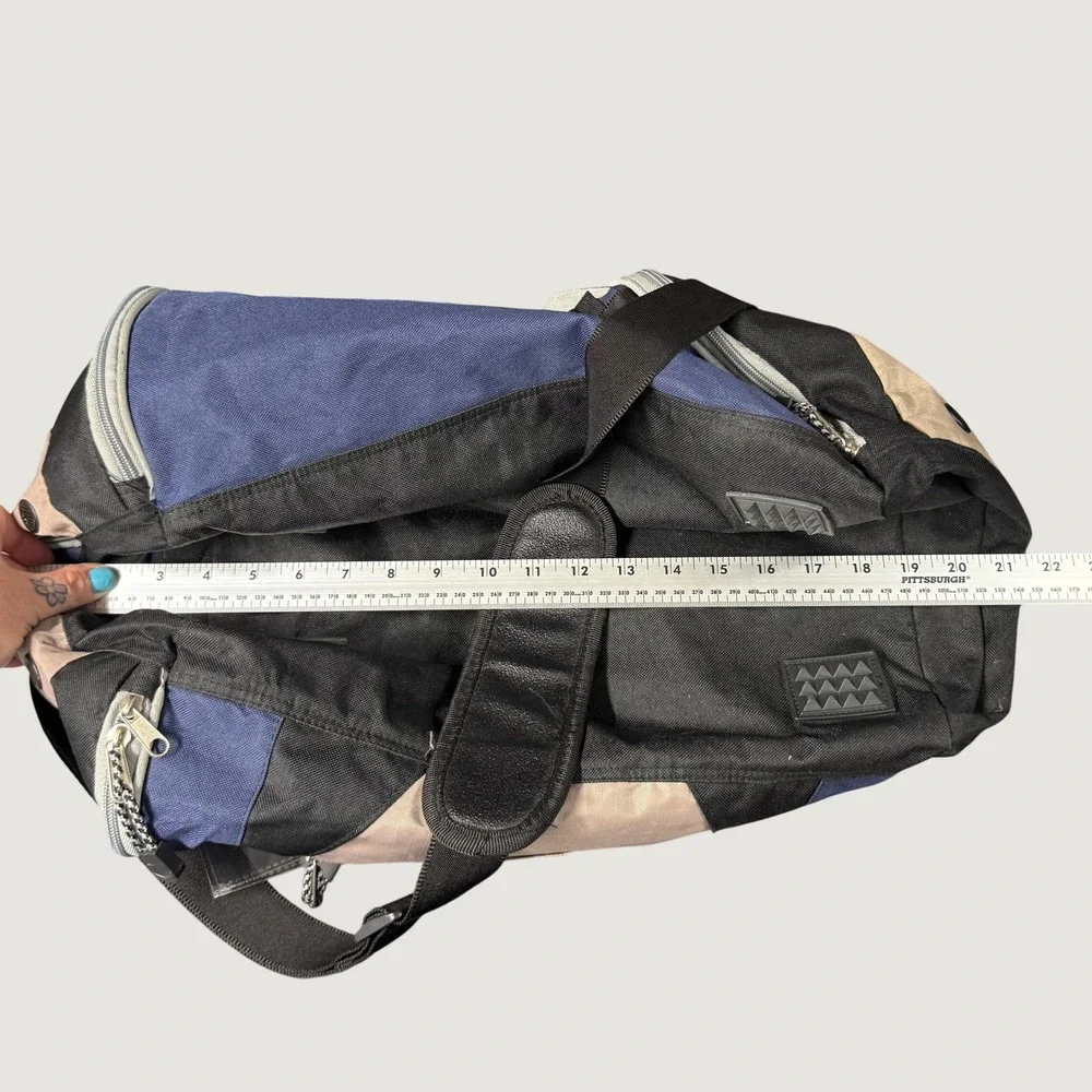 Ozark Trail Vintage Duffel Bag Blue Tan Travel Nylon Outdoor Multi-Pocket Bag